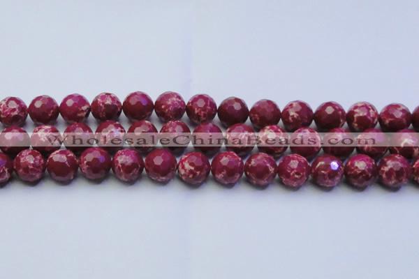CDE2521 15.5 inches 14mm faceted round dyed sea sediment jasper beads