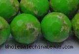 CDE2561 15.5 inches 24mm faceted round dyed sea sediment jasper beads