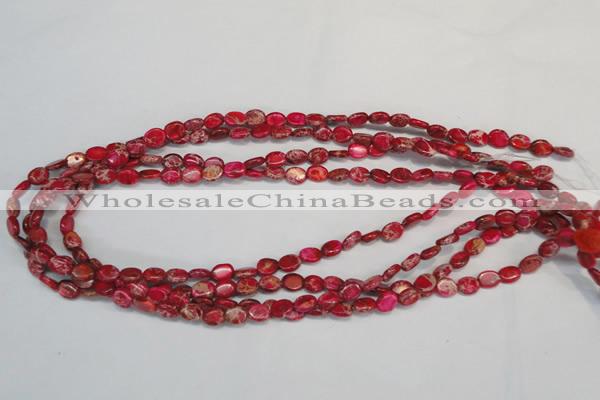 CDE641 15.5 inches 6*8mm oval dyed sea sediment jasper beads