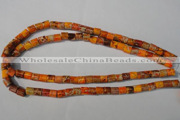 CDI737 15.5 inches 8*8mm tube dyed imperial jasper beads