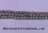 CDM85 15.5 inches 14mm round matte dalmatian jasper beads