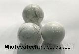 CDN1045 30mm round white howlite decorations wholesale