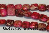 CDT620 15.5 inches 10*10mm square dyed aqua terra jasper beads