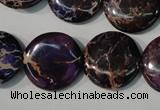 CDT707 15.5 inches 20mm flat round dyed aqua terra jasper beads