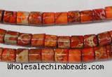 CDT735 15.5 inches 6*6mm tube dyed aqua terra jasper beads