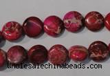 CDT785 15.5 inches 10mm flat round dyed aqua terra jasper beads