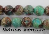 CDT805 15.5 inches 12mm round dyed aqua terra jasper beads wholesale