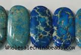CDT917 15.5 inches 15*30mm oval double drilled dyed aqua terra jasper beads