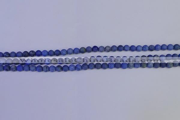 CDU300 15.5 inches 4mm round matte blue dumortierite beads