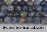 CDU308 15.5 inches 4mm faceted round blue dumortierite beads