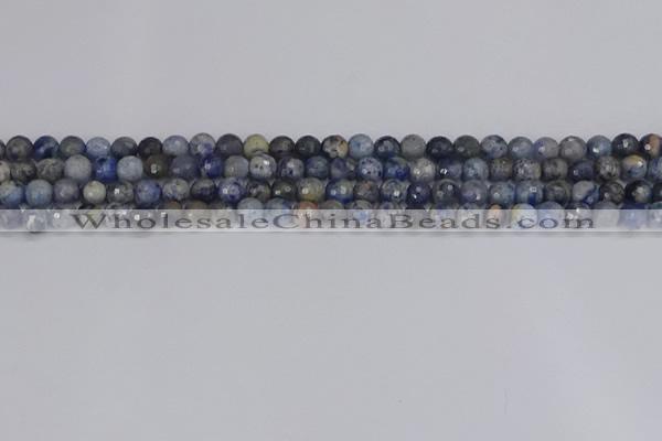 CDU308 15.5 inches 4mm faceted round blue dumortierite beads