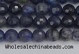 CDU316 15.5 inches 6mm faceted round blue dumortierite beads