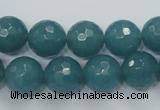 CEQ16 15.5 inches 12mm faceted round blue sponge quartz beads