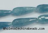 CEQ55 15.5 inches 10*30mm faceted teardrop blue sponge quartz beads