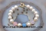CFB1095 Hand-knotted 9mm - 10mm potato white freshwater pearl & colorful candy jade bracelet