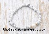 CFB700 faceted rondelle white howlite & potato white freshwater pearl stretchy bracelet