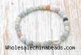 CFB706 faceted rondelle amazonite & potato white freshwater pearl stretchy bracelet