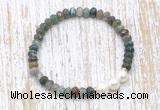 CFB725 faceted rondelle Indian agate & potato white freshwater pearl stretchy bracelet