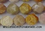 CFC239 15.5 inches 12mm faceted nuggets fossil coral beads