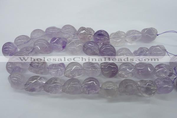 CFG342 15.5 inches 18*22mm carved skull amethyst beads