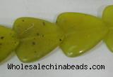 CFG537 15.5 inches 25*25mm carved triangle Korean jade beads