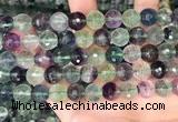 CLF1157 15.5 inches 10mm faceetd round fluorite gemstone beads