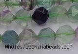 CFL1408 15.5 inches 10mm faceted nuggets fluorite gemstone beads