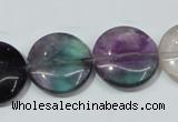 CFL167 15.5 inches 20mm flat round natural fluorite beads wholesale