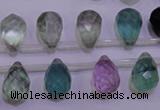CFL709 Top-drilled 10*14mm faceted teardrop natural fluorite beads
