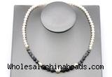 CFN124 potato white freshwater pearl & black labradorite necklace, 16 - 24 inches