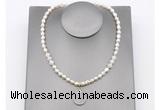 CFN161 baroque white freshwater pearl & white moonstone necklace with pendant