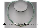 CFN202 4*6mm faceted rondelle green aventurine & potato white freshwater pearl necklace