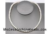 CFN21 7mm - 8mm potato white freshwater pearl necklace, 16 - 54 inches