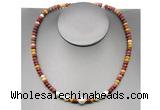 CFN217 4*6mm faceted rondelle mookaite & potato white freshwater pearl necklace