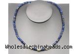 CFN220 4*6mm faceted rondelle lapis lazuli & potato white freshwater pearl necklace