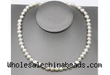 CFN23 8mm - 9mm baroque white freshwater pearl necklace, 16 - 54 inches