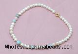 CFN502 Potato white freshwater pearl & morganite necklace, 16 - 24 inches