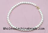 CFN593 Non-knotted 9mm - 10mm potato white freshwater pearl necklace