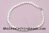 CFN594 Hand -knotted 9mm - 10mm potato white freshwater pearl necklace