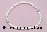 CFN595 9mm - 10mm potato white freshwater pearl necklace, 16 - 24 inches