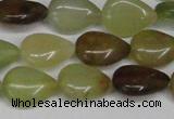 CFW121 15.5 inches 12*16mm flat teardrop flower jade gemstone beads