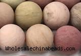 CFW74 15 inches 12mm round matte pink wooden jasper beads