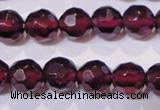 CGA362 14 inches 5mm faceted round natural red garnet beads wholesale