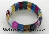 CGB3160 7.5 inches 11*23mm faceted rectangle agate bracelets