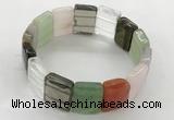 CGB3483 7.5 inches 15*20mm faceted rectangle mixed gemstone bracelets