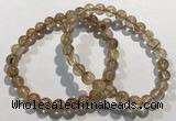 CGB4076 7.5 inches 7mm round golden rutilated quartz beaded bracelets