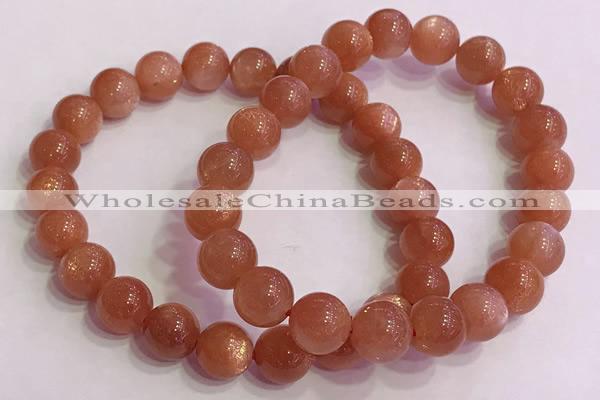 CGB4539 7.5 inches 9mm round golden sunstone beaded bracelets