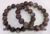 CGB4571 7.5 inches 12mm round black sunstone beaded bracelets