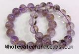 CGB4669 12mm - 13mm round purple phantom quartz beaded bracelets