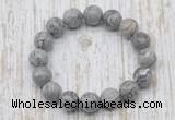 CGB5374 10mm, 12mm round grey picture jasper beads stretchy bracelets